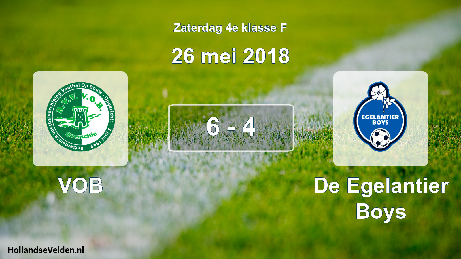 Total number of matches played: VOB - De Egelantier Boys 6 - 4 (26 May 2018)