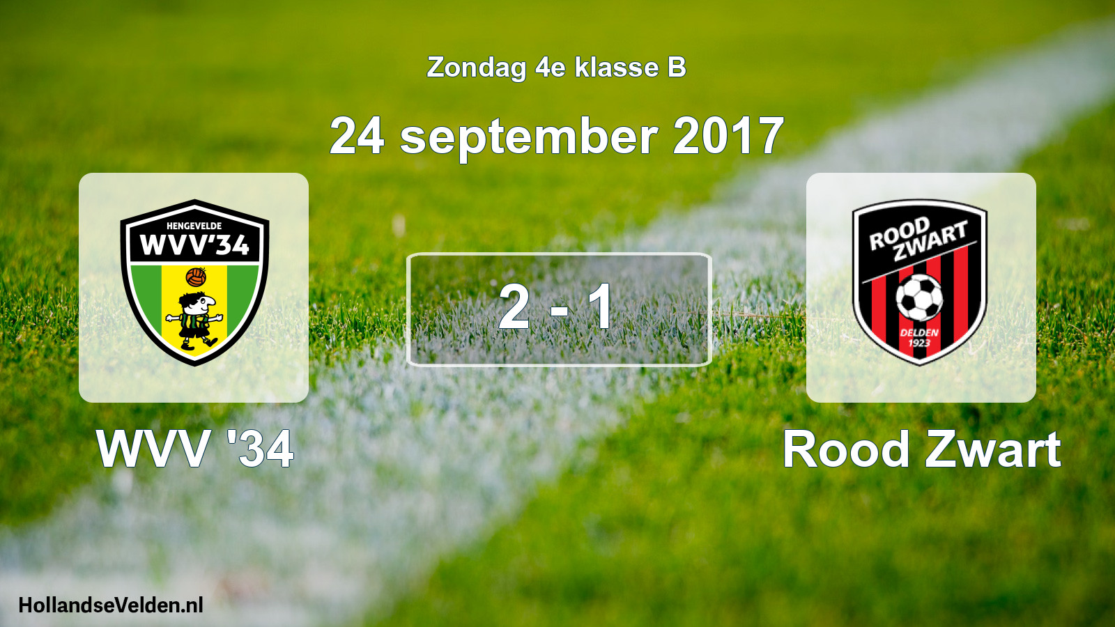 Total number of matches played: WVV '34 - Rood Zwart 2 - 1 (24 September 2017)