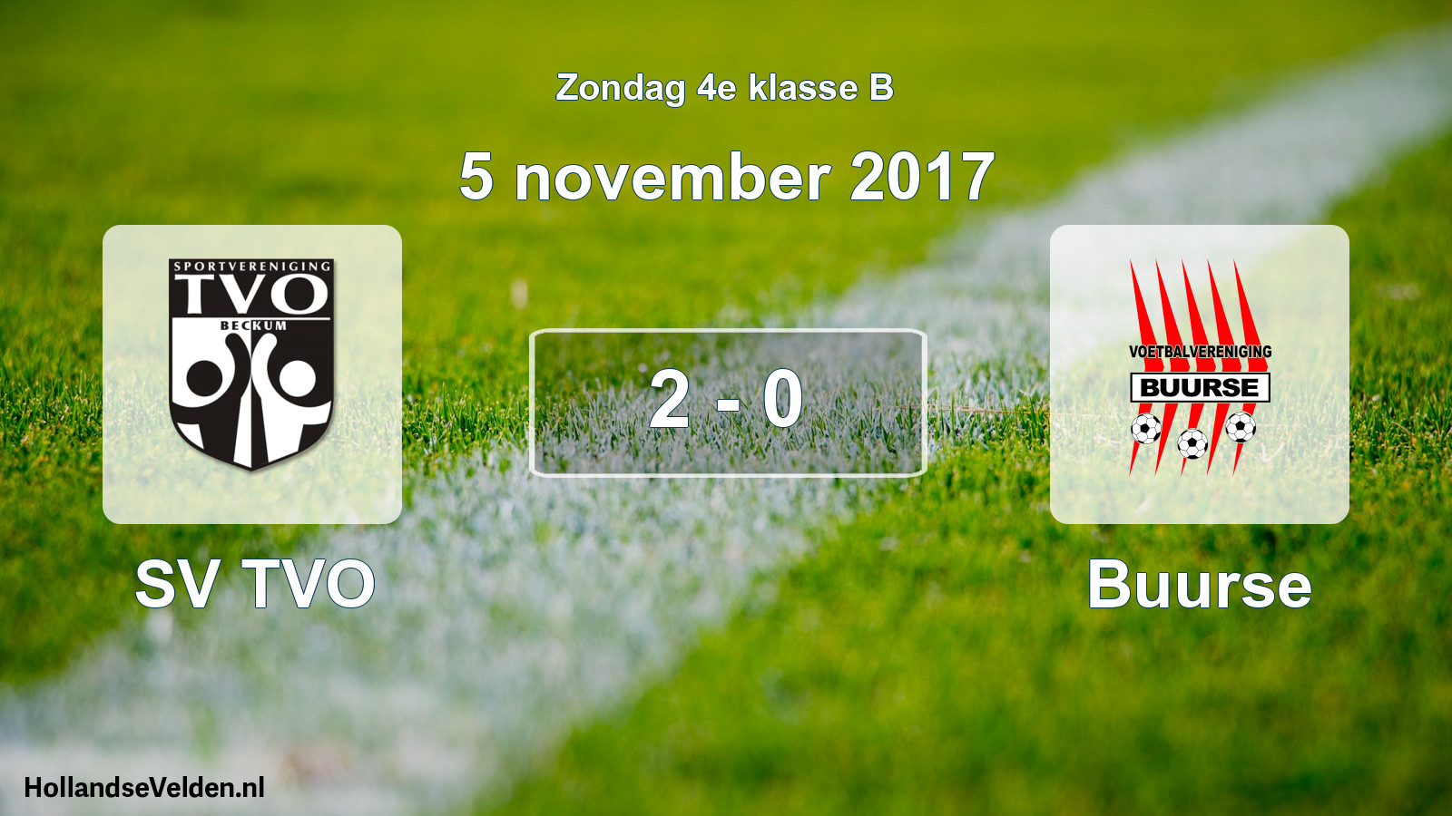 Total number of matches played: SV TVO - Buurse 2 - 0 (5 November 2017)
