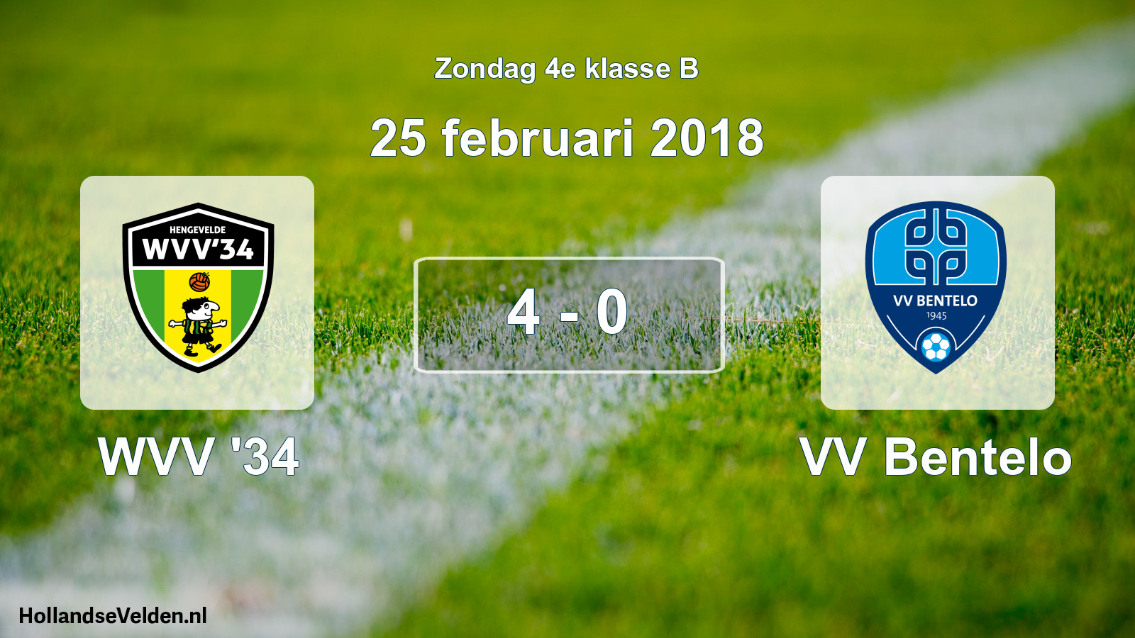 Total number of matches played: WVV '34 - VV Bentelo 4 - 0 (25 February 2018)