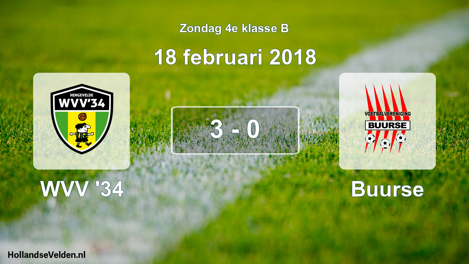 Total number of matches played: WVV '34 - Buurse 3 - 0 (18 February 2018)