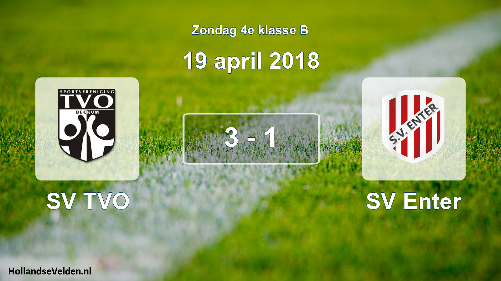 Total number of matches played: SV TVO - SV Enter 3 - 1 (19 April 2018)