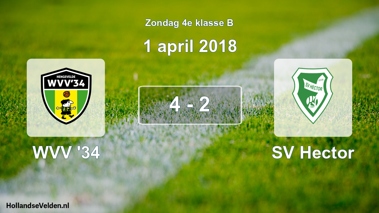 Total number of matches played: WVV '34 - SV Hector 4 - 2 (1 April 2018)