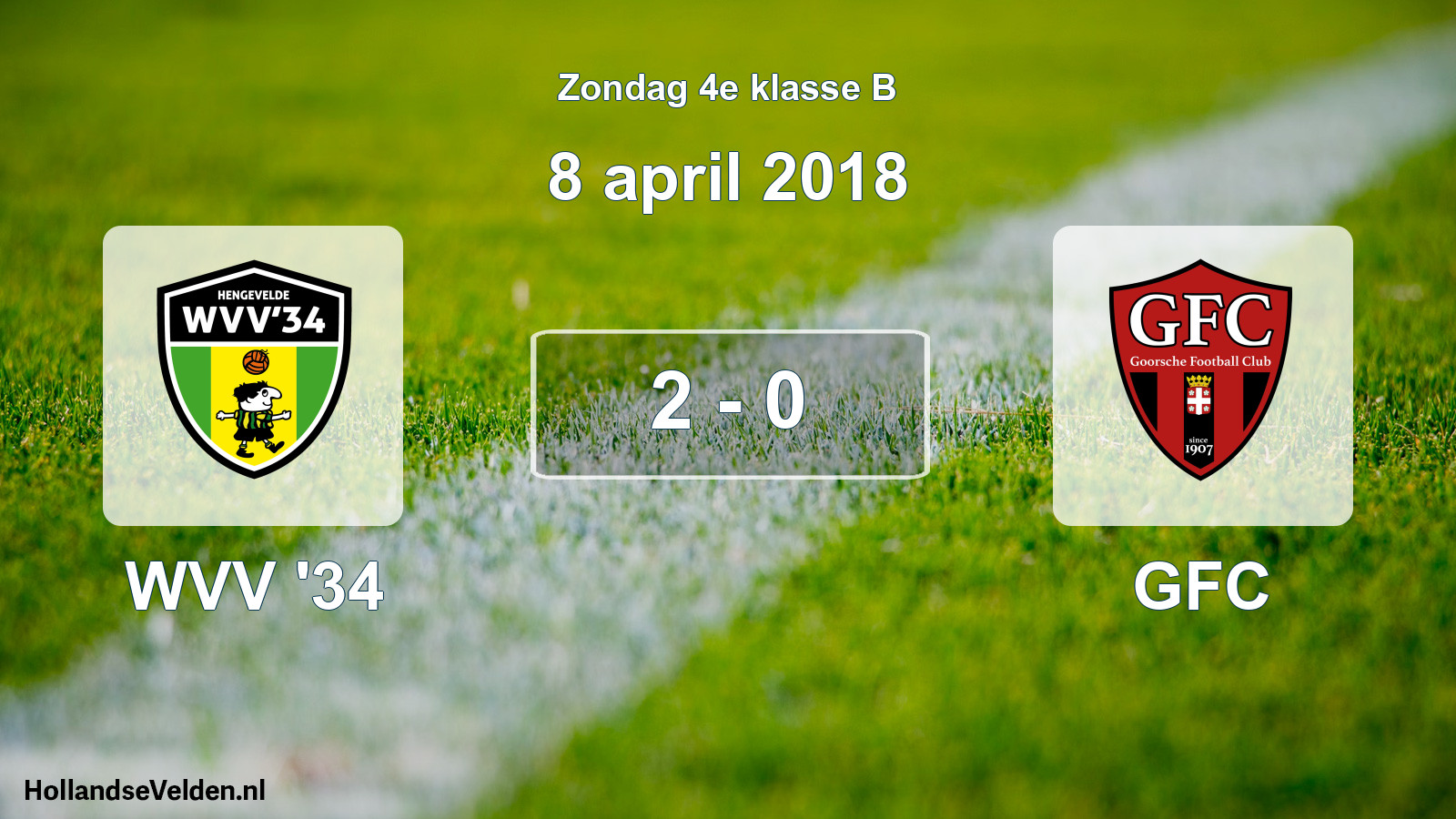 Total number of matches played: WVV '34 - GFC 2 - 0 (8 April 2018)