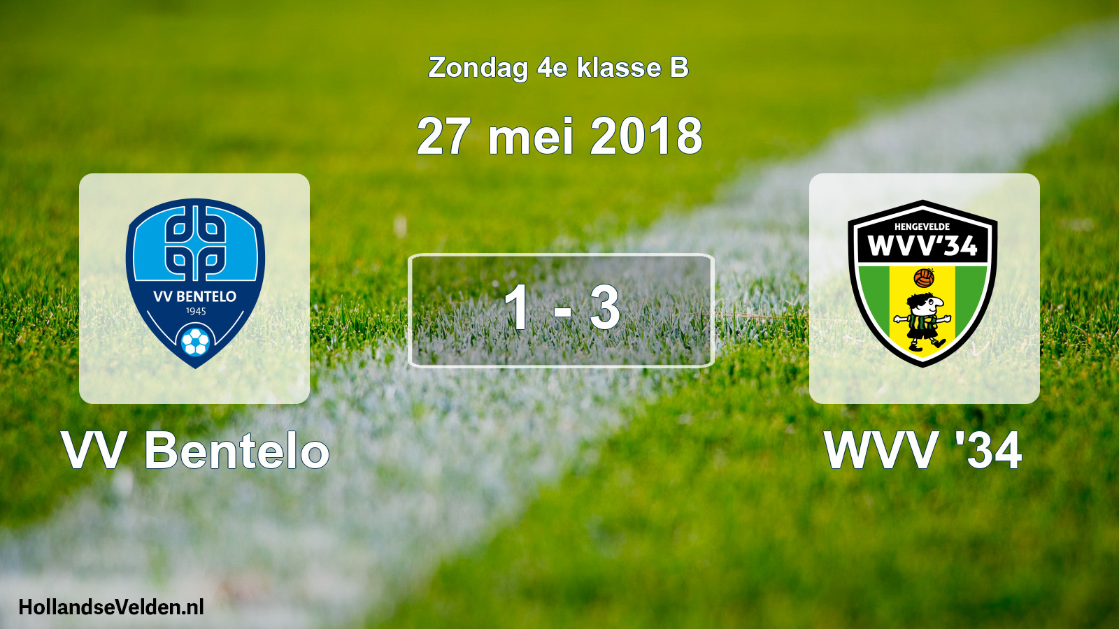 Total number of matches played: VV Bentelo - WVV '34 1 - 3 (27 May 2018)