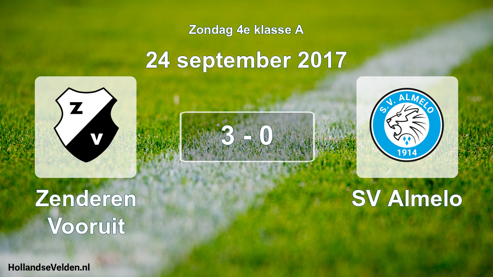 Total number of matches played: Zenderen Vooruit - SV Almelo 3 - 0 (24 September 2017)