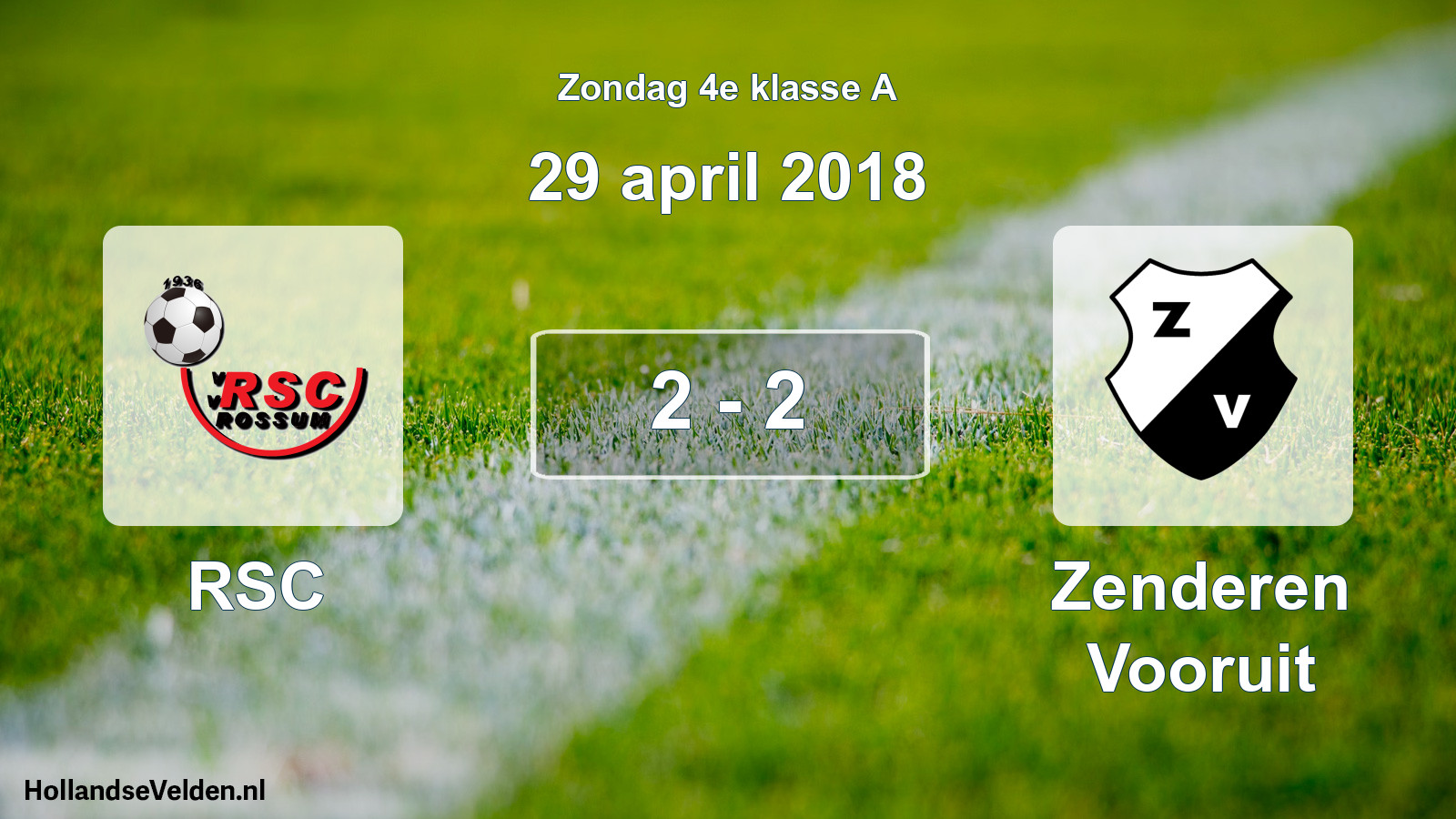 Total number of matches played: RSC - Zenderen Vooruit 2 - 2 (29 April 2018)