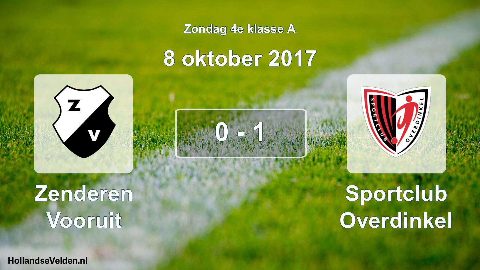 Total number of matches played: Zenderen Vooruit - Sportclub Overdinkel 0 - 1 (8 October 2017)