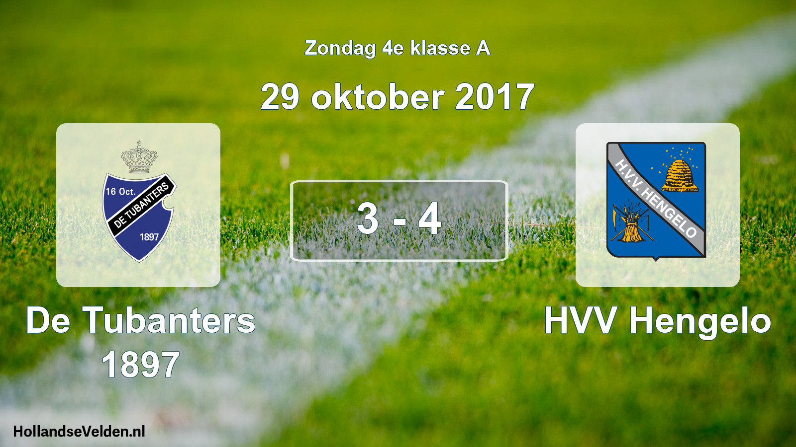 Total number of matches played: De Tubanters 1897 - HVV Hengelo 3 - 4 (29 October 2017)