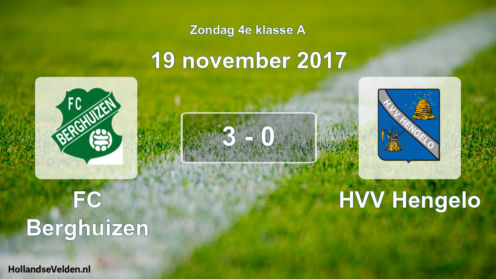 Total number of matches played: FC Berghuizen - HVV Hengelo 3 - 0 (19 November 2017)
