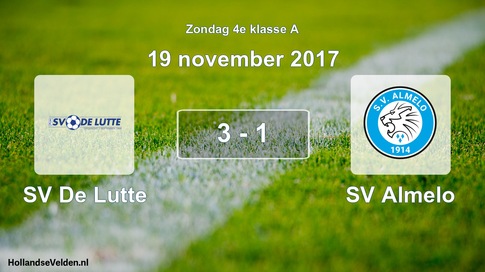 Total number of matches played: SV De Lutte - SV Almelo 3 - 1 (19 November 2017)
