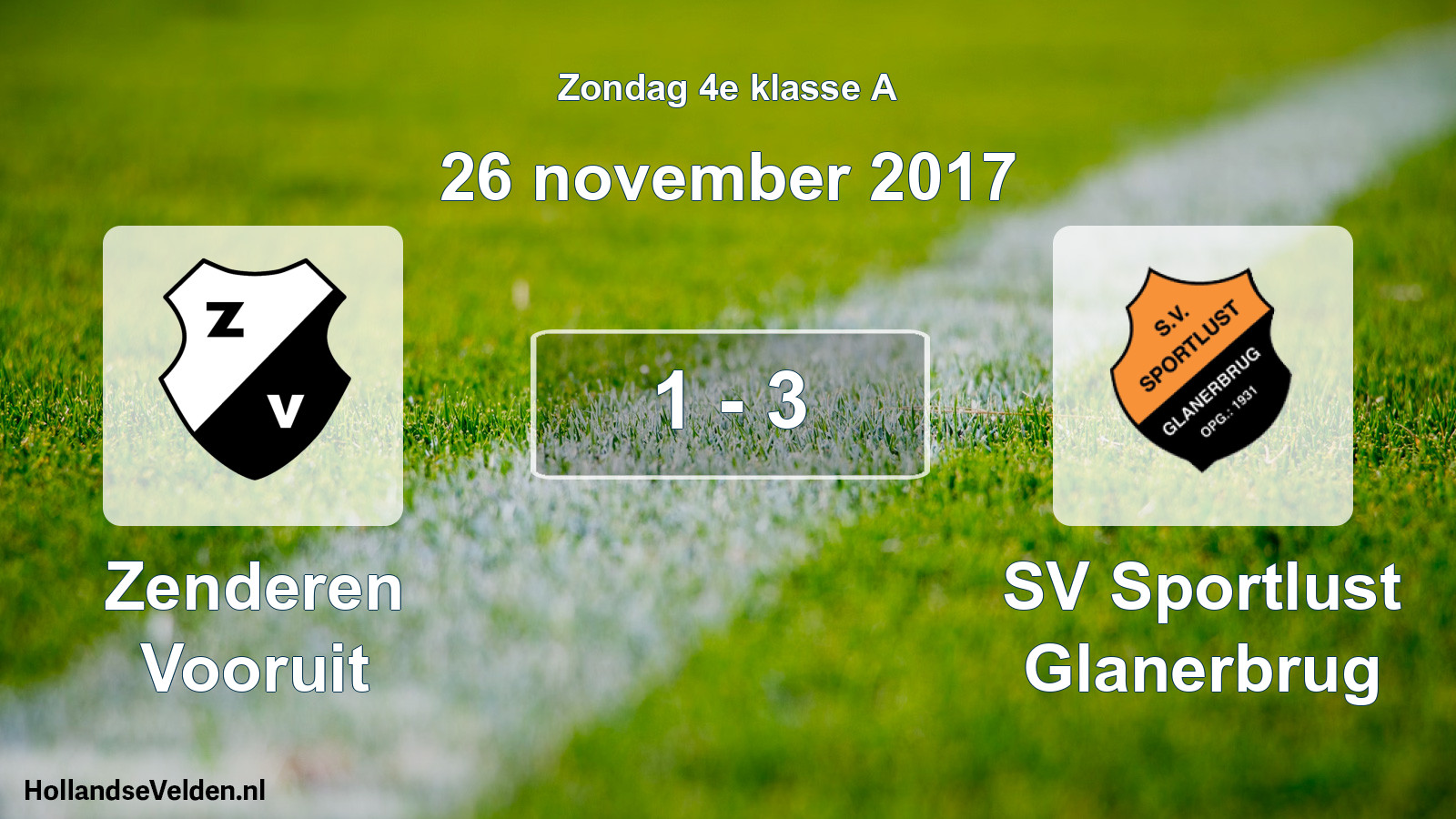 Total number of matches played: Zenderen Vooruit - Sportlust Glanerbrug 1 - 3 (26 November 2017)