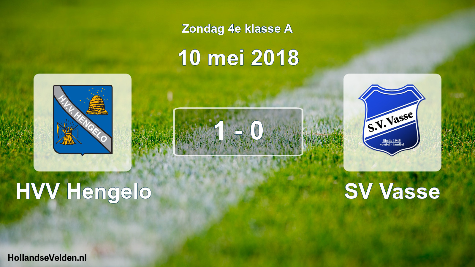 Total number of matches played: HVV Hengelo - SV Vasse 1 - 0 (10 May 2018)