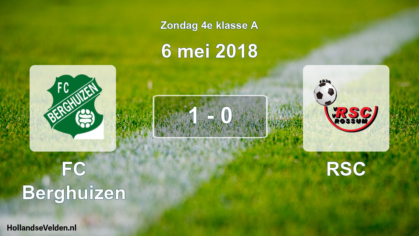 Total number of matches played: FC Berghuizen - RSC 1 - 0 (6 May 2018)