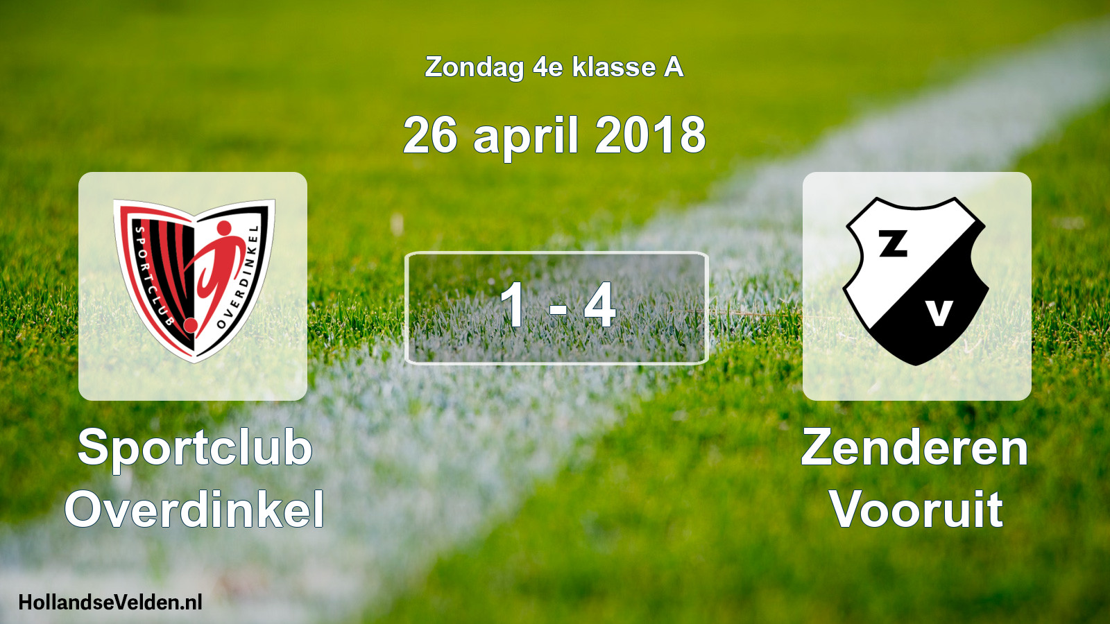 Total number of matches played: Sportclub Overdinkel - Zenderen Vooruit 1 - 4 (26 April 2018)