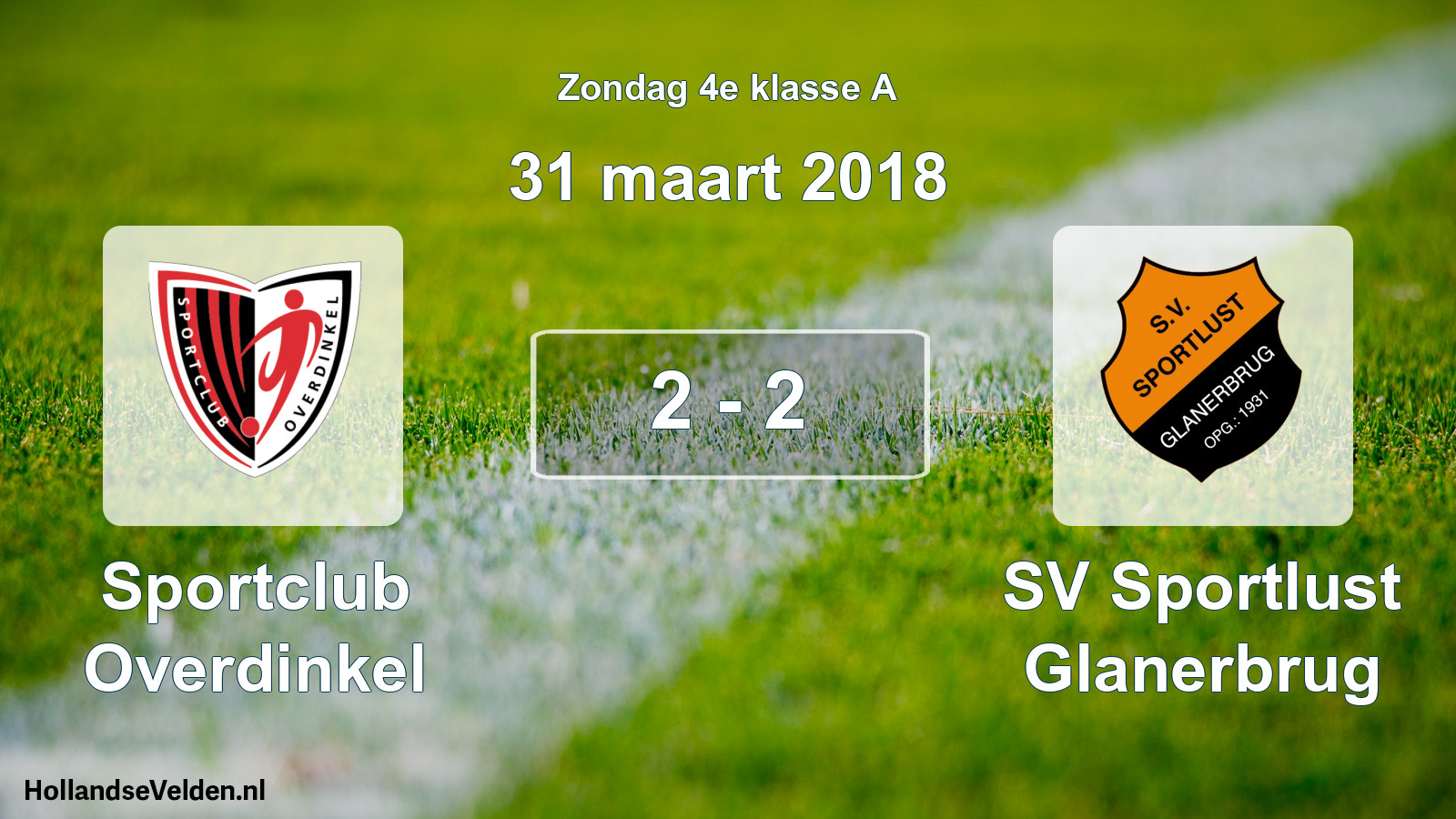 Total number of matches played: Sportclub Overdinkel - SV Sportlust Glanerbrug 2 - 2 (31 March 2018)