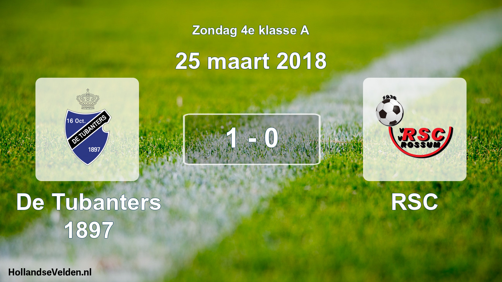 Total number of matches played: De Tubanters 1897 - RSC 1 - 0 (25 March 2018)