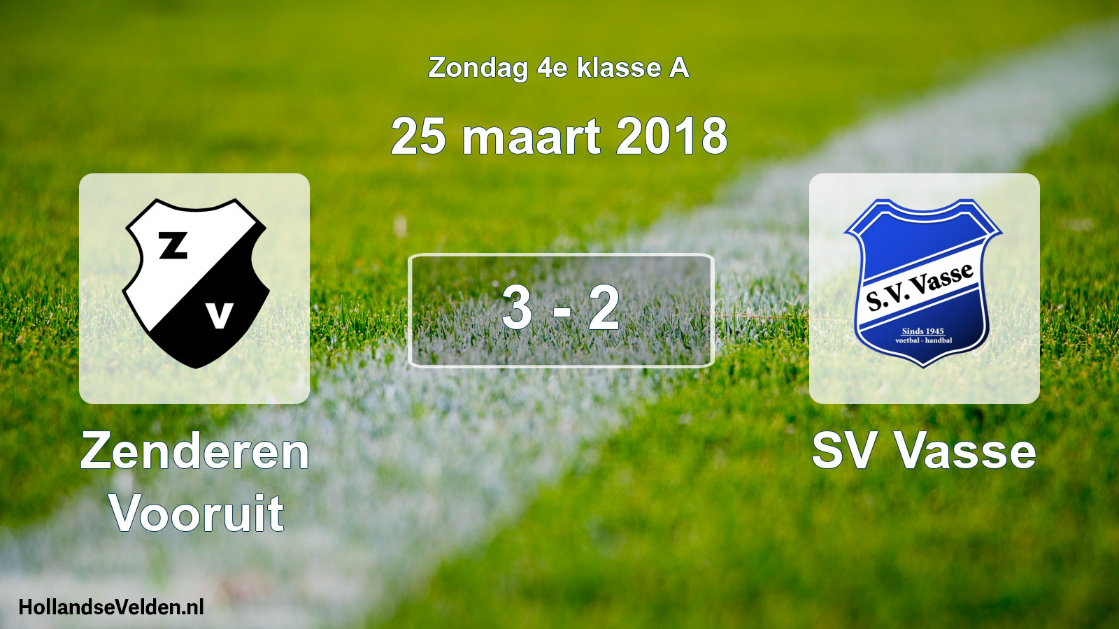 Total number of matches played: Zenderen Vooruit - SV Vasse 3 - 2 (25 March 2018)