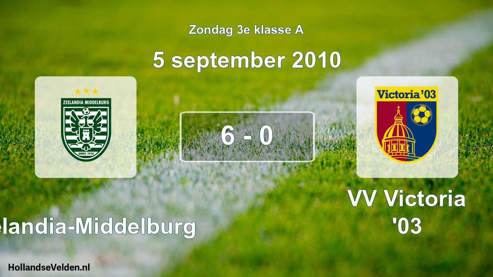 Total number of matches played: Zeelandia-Middelburg - VV Victoria '03 6 - 0 (5 September 2010)