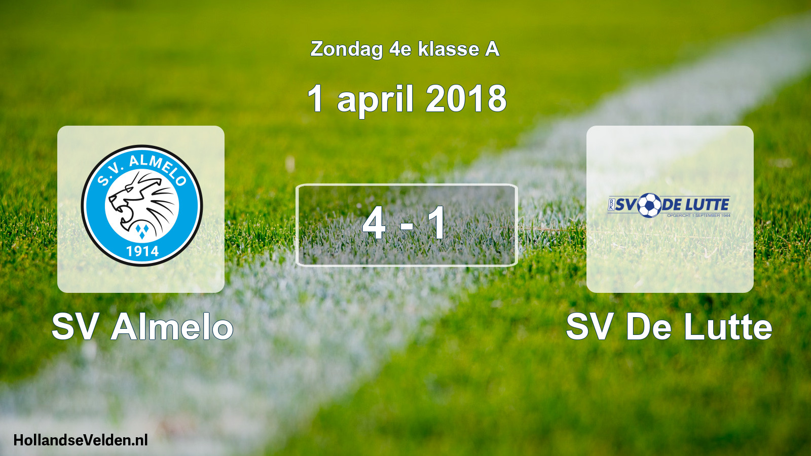 Total number of matches played: SV Almelo - SV De Lutte 4 - 1 (1 April 2018)