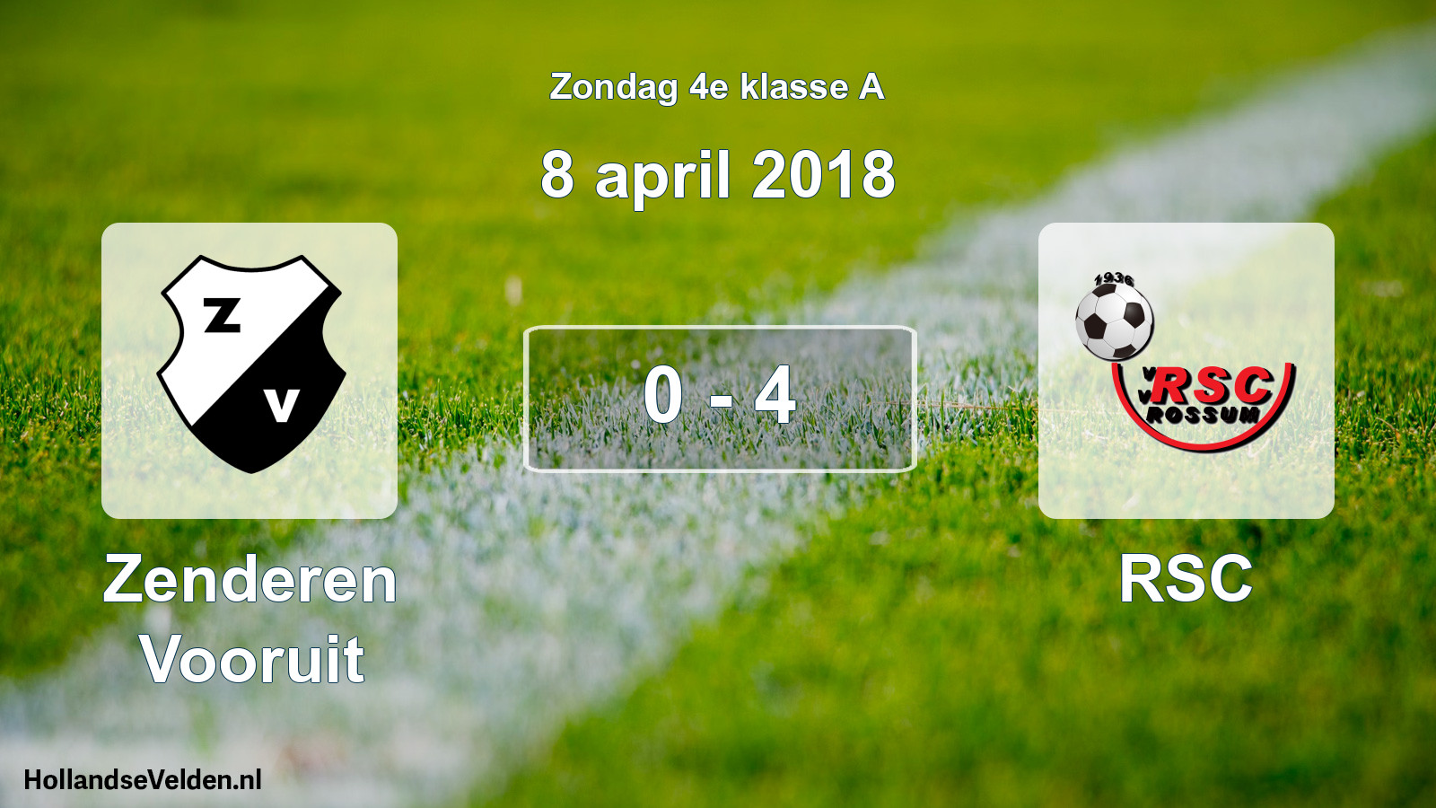 Total number of matches played: Zenderen Vooruit - RSC 0 - 4 (8 April 2018)