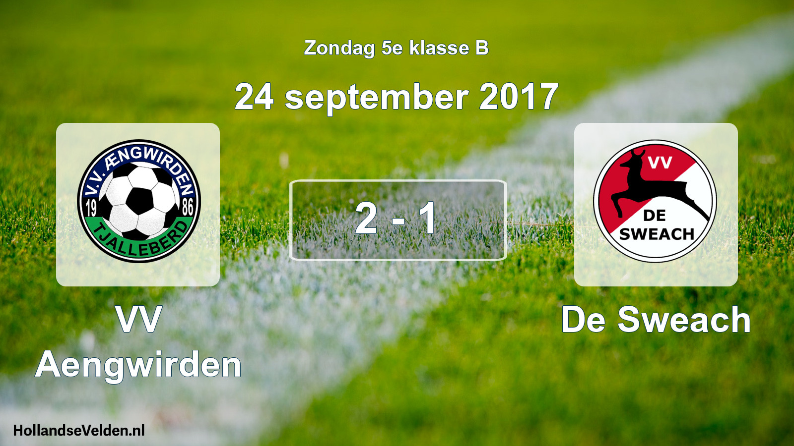Total number of matches played: VV Aengwirden - De Sweach 2 - 1 (24 September 2017)