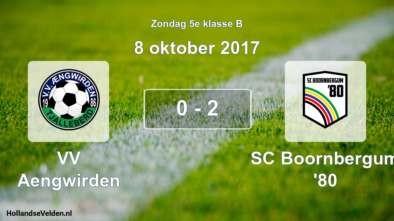 Total number of matches played: VV Aengwirden - SC Boornbergum '80 0 - 2 (8 October 2017)
