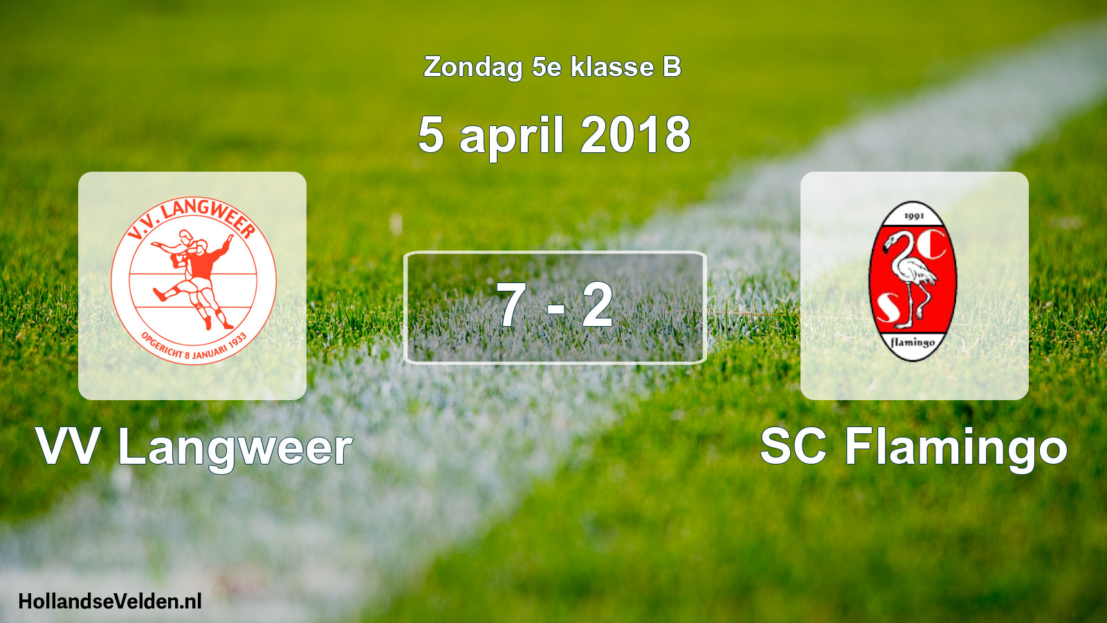 Total number of matches played: VV Langweer - SC Flamingo 7 - 2 (5 April 2018)