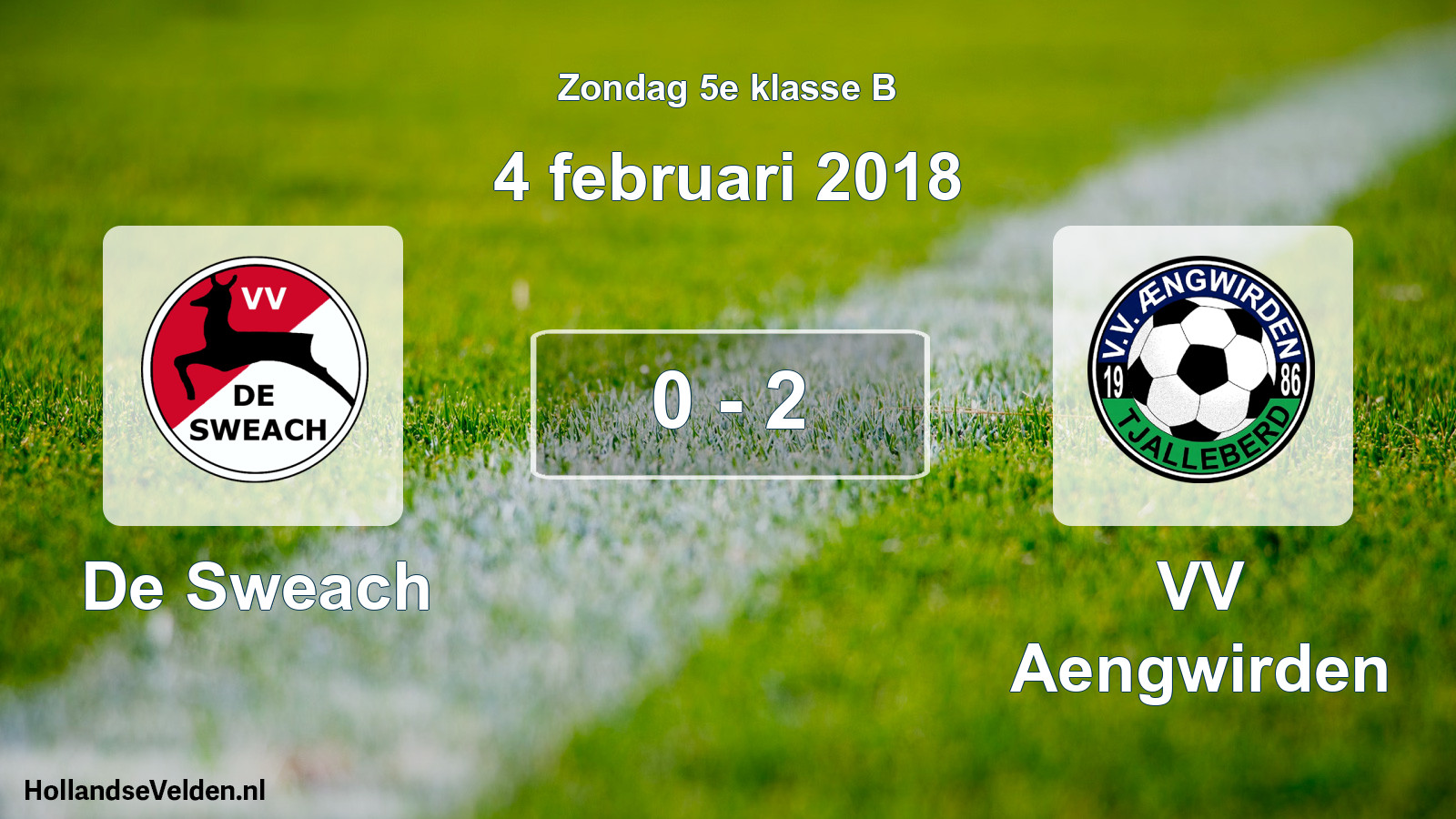 Total number of matches played: De Sweach - VV Aengwirden 0 - 2 (4 February 2018)