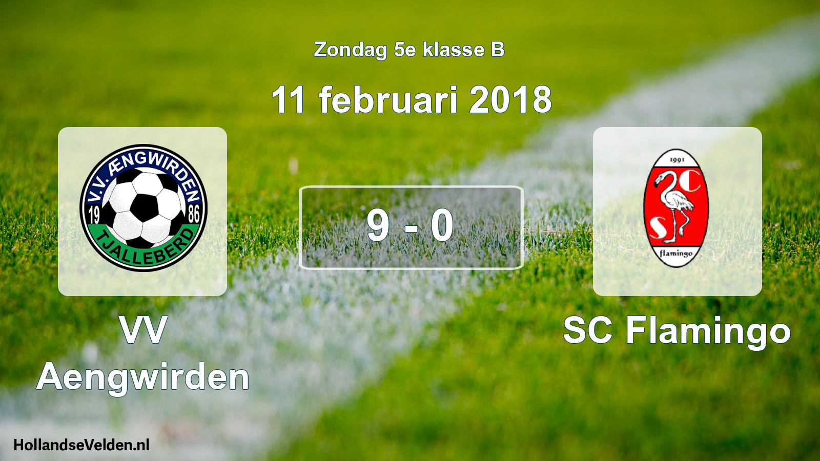 Total number of matches played: VV Aengwirden - SC Flamingo 9 - 0 (11 February 2018)
