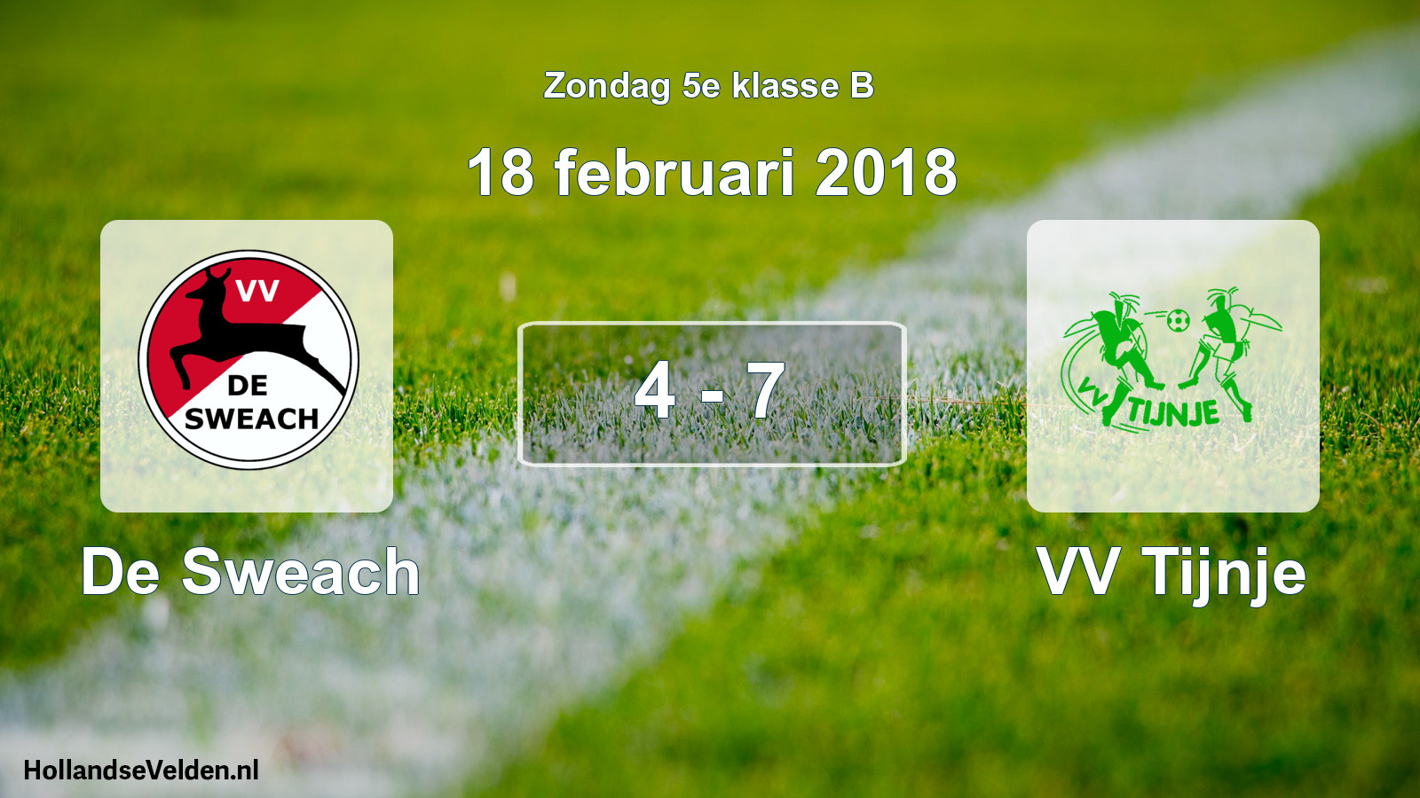 Total number of matches played: De Sweach - VV Tijnje 4 - 7 (18 February 2018)