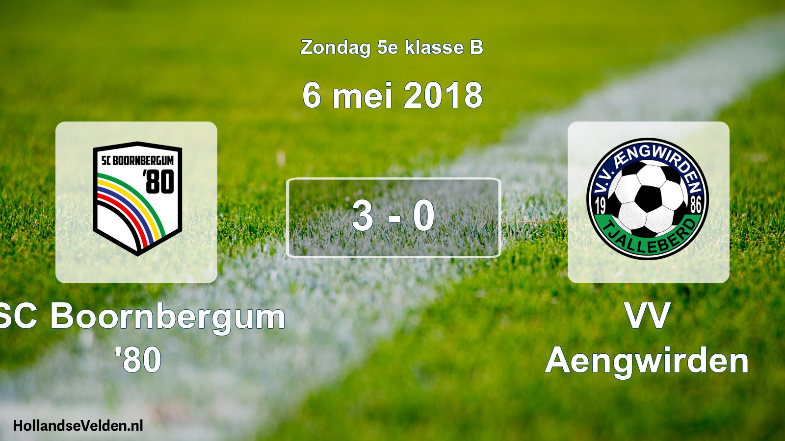 Total number of matches played: SC Boornbergum '80 - VV Aengwirden 3 - 0 (6 May 2018)