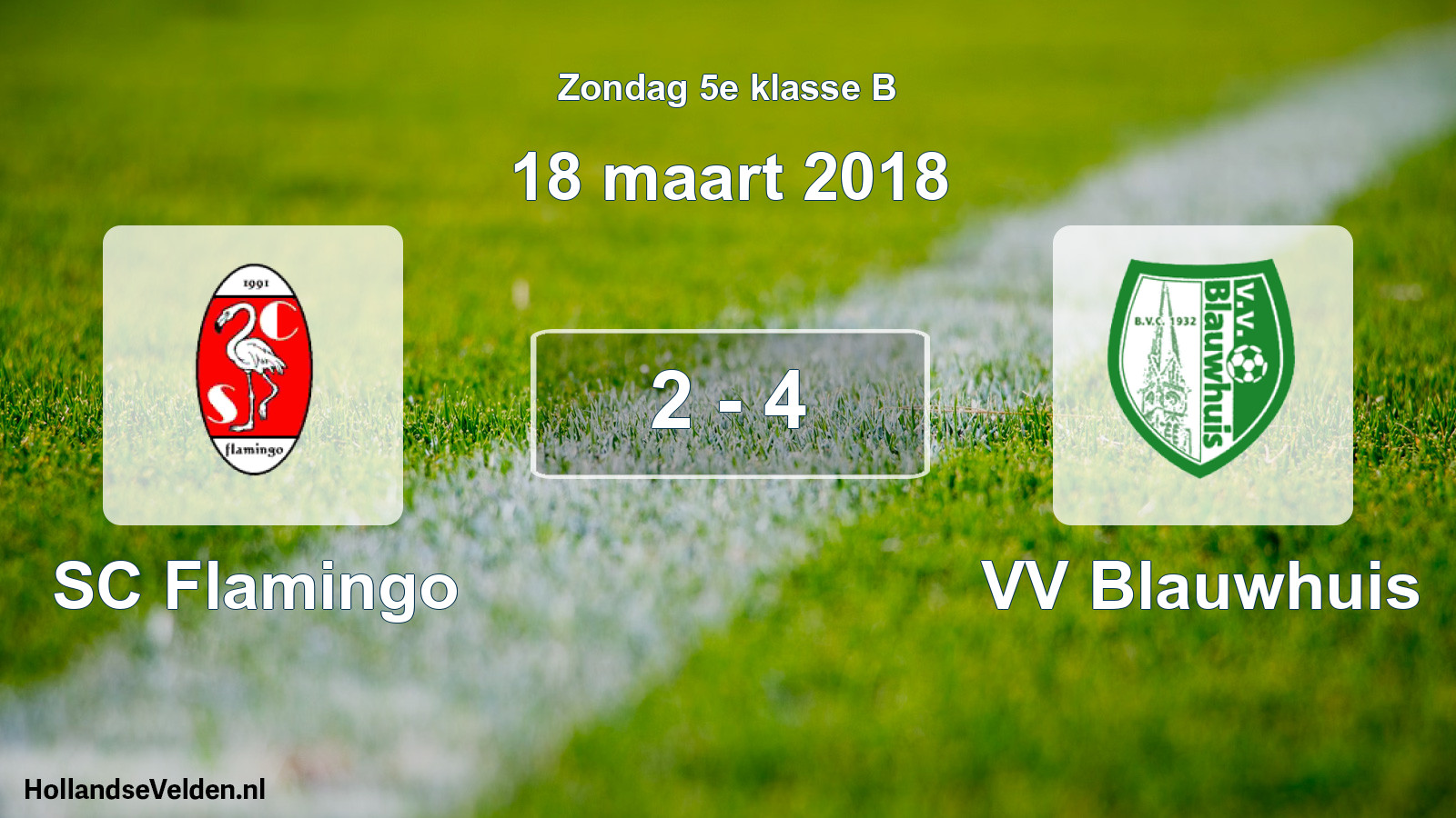 Total number of matches played: SC Flamingo - VV Blauwhuis 2 - 4 (18 March 2018)