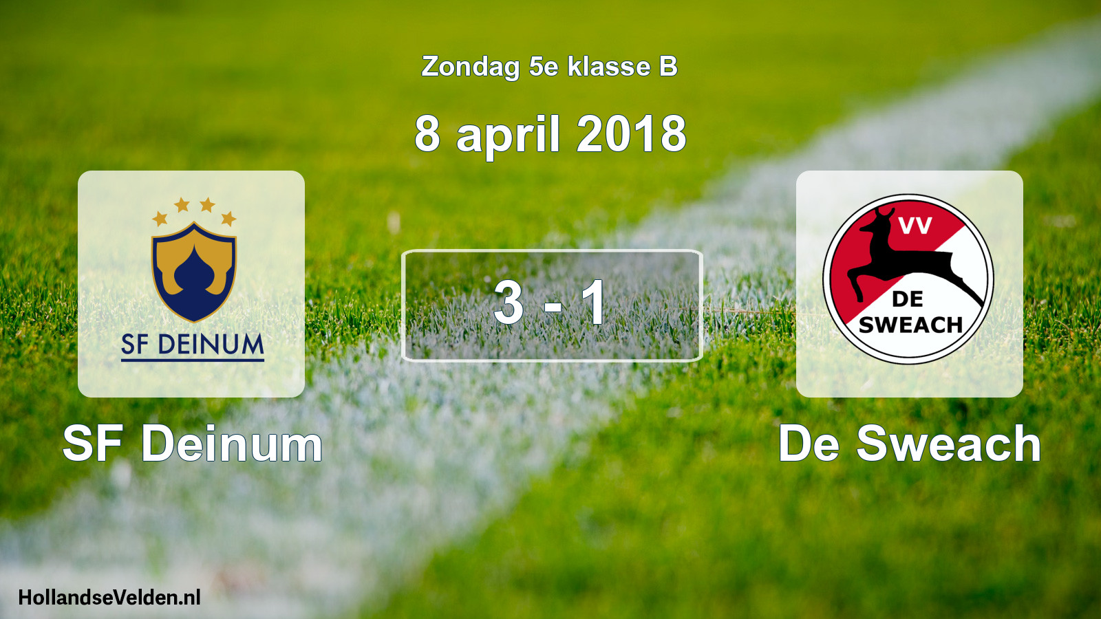 Total number of matches played: SF Deinum - De Sweach 3 - 1 (8 April 2018)