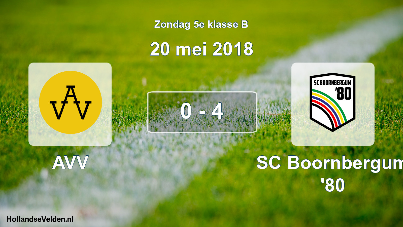 Total number of matches played: AVV - SC Boornbergum '80 0 - 4 (20 May 2018)