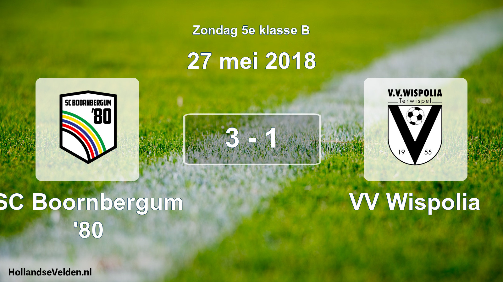 Total number of matches played: SC Boornbergum '80 - VV Wispolia 3 - 1 (27 May 2018)
