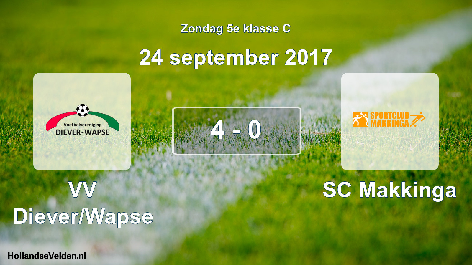 Total number of matches played: VV Diever/Wapse - SC Makkinga 4 - 0 (24 September 2017)