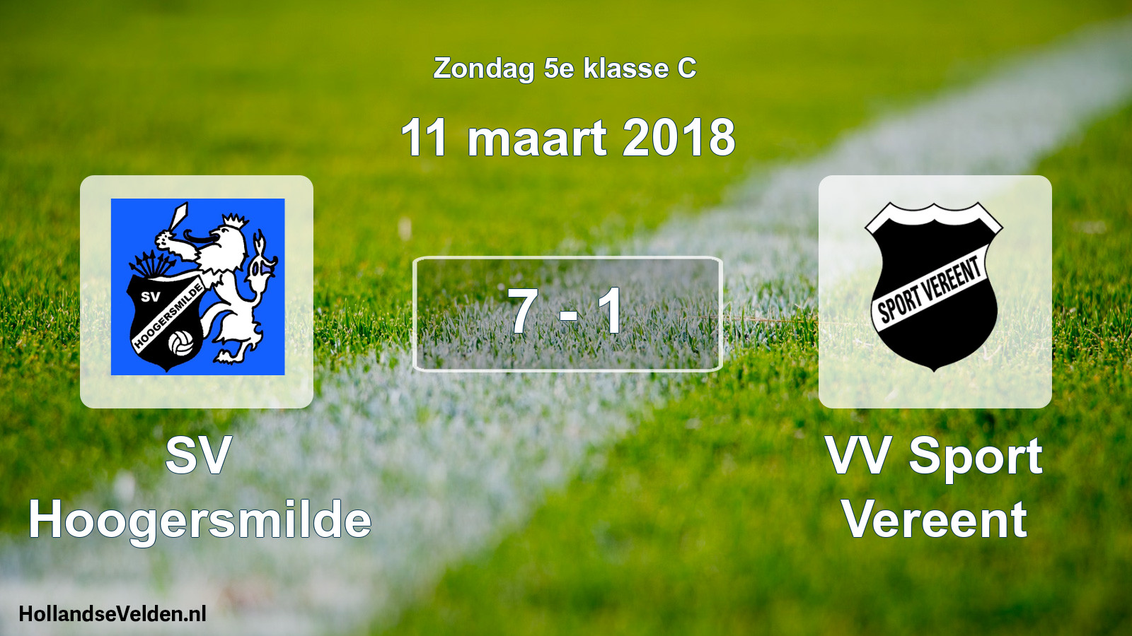 Total number of matches played: SV Hoogersmilde - VV Sport Vereent 7 - 1 (11 March 2018)