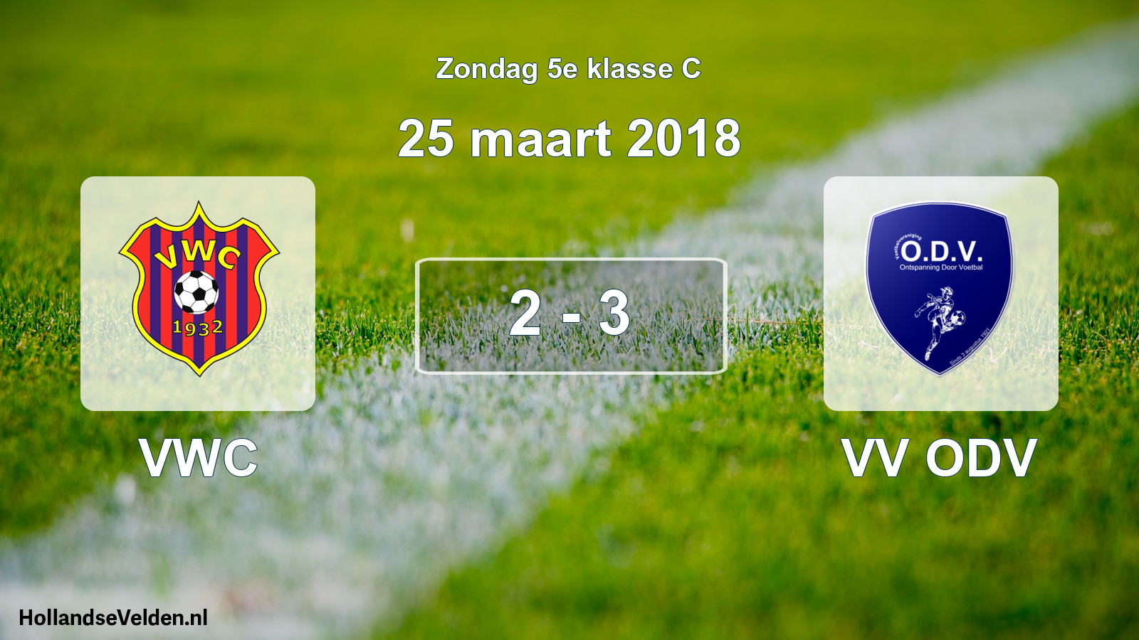 Total number of matches played: VWC - VV ODV 2 - 3 (25 March 2018)