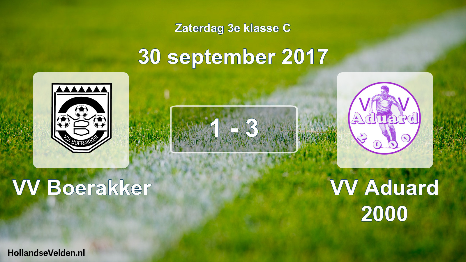 Total number of matches played: VV Boerakker - VV Aduard 2000 1 - 3 (30 September 2017)