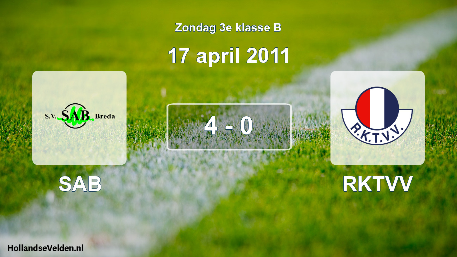 Total number of matches played: SAB - RKTVV 4 - 0 (17 April 2011)