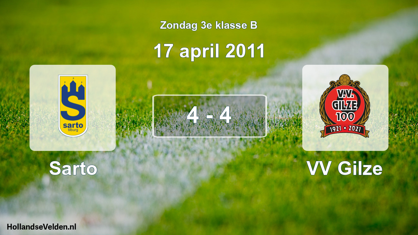 Total number of matches played: Sarto - VV Gilze 4 - 4 (17 April 2011)