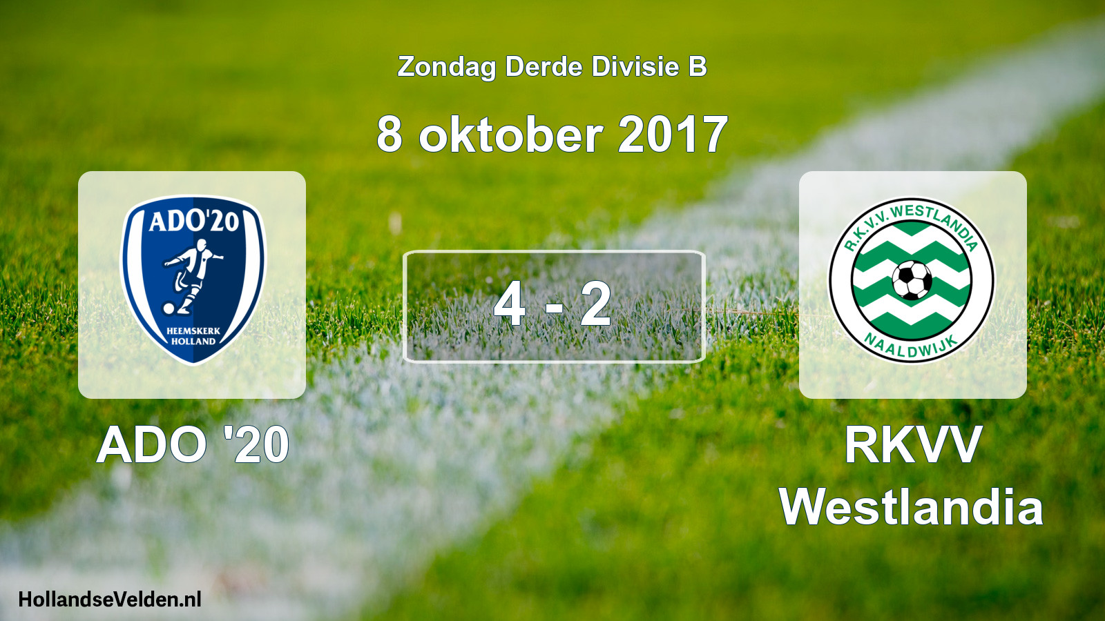 Total number of matches played: ADO '20 - RKVV Westlandia 4 - 2 (8 October 2017)