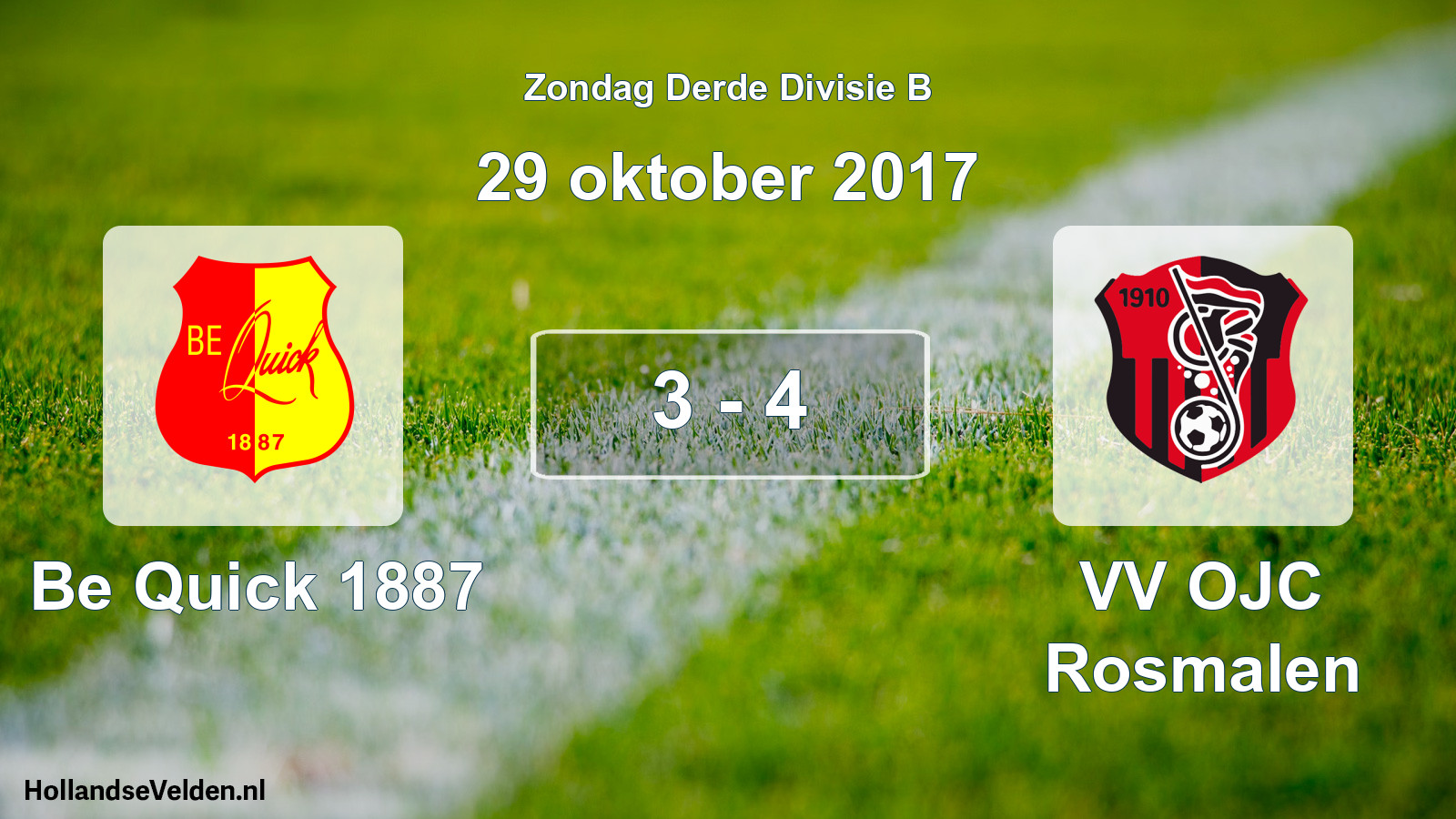 Total number of matches played: Be Quick 1887 - VV OJC Rosmalen 3 - 4 (29 October 2017)