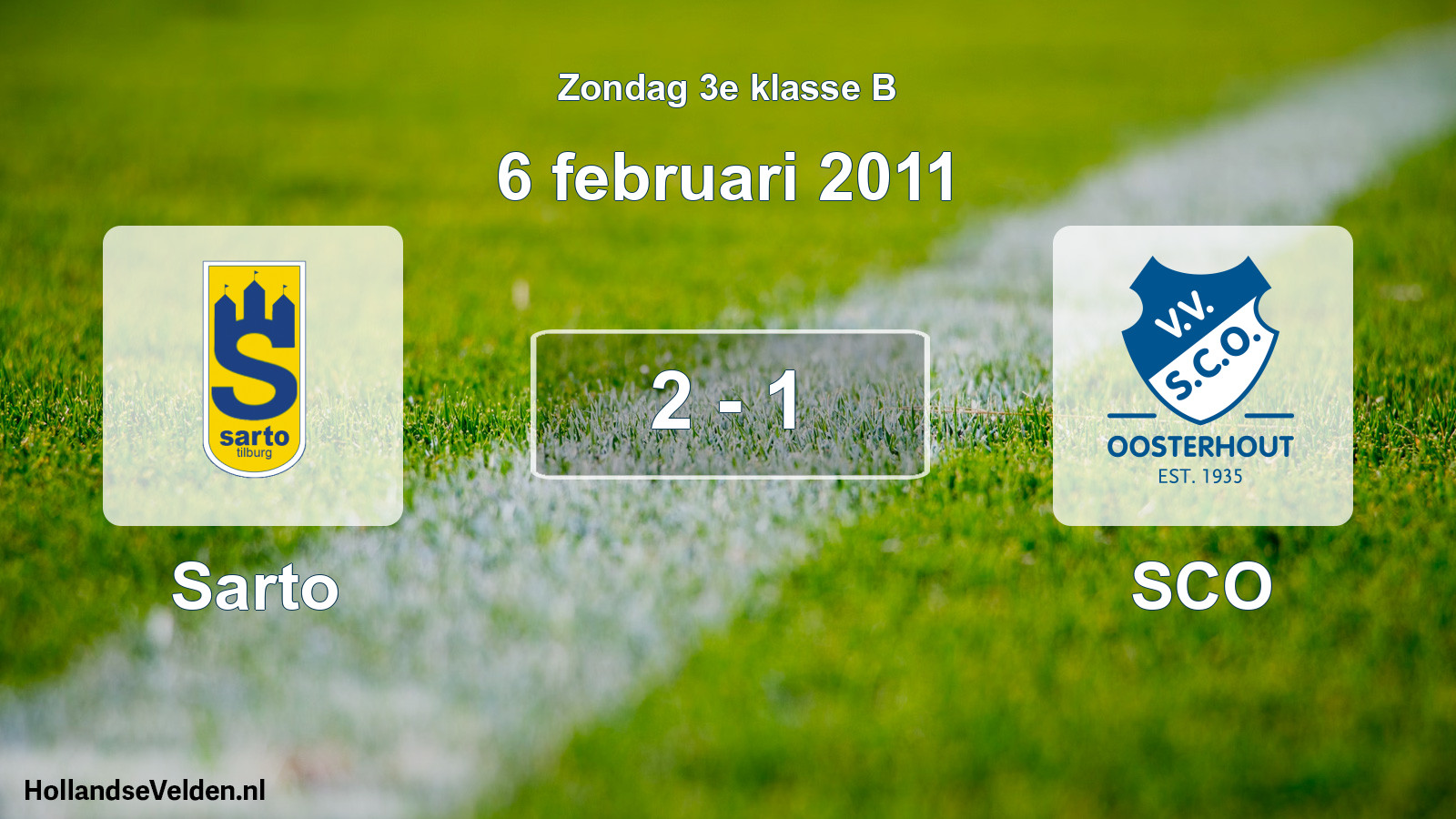 Total number of matches played: Sarto - SCO 2 - 1 (6 February 2011)
