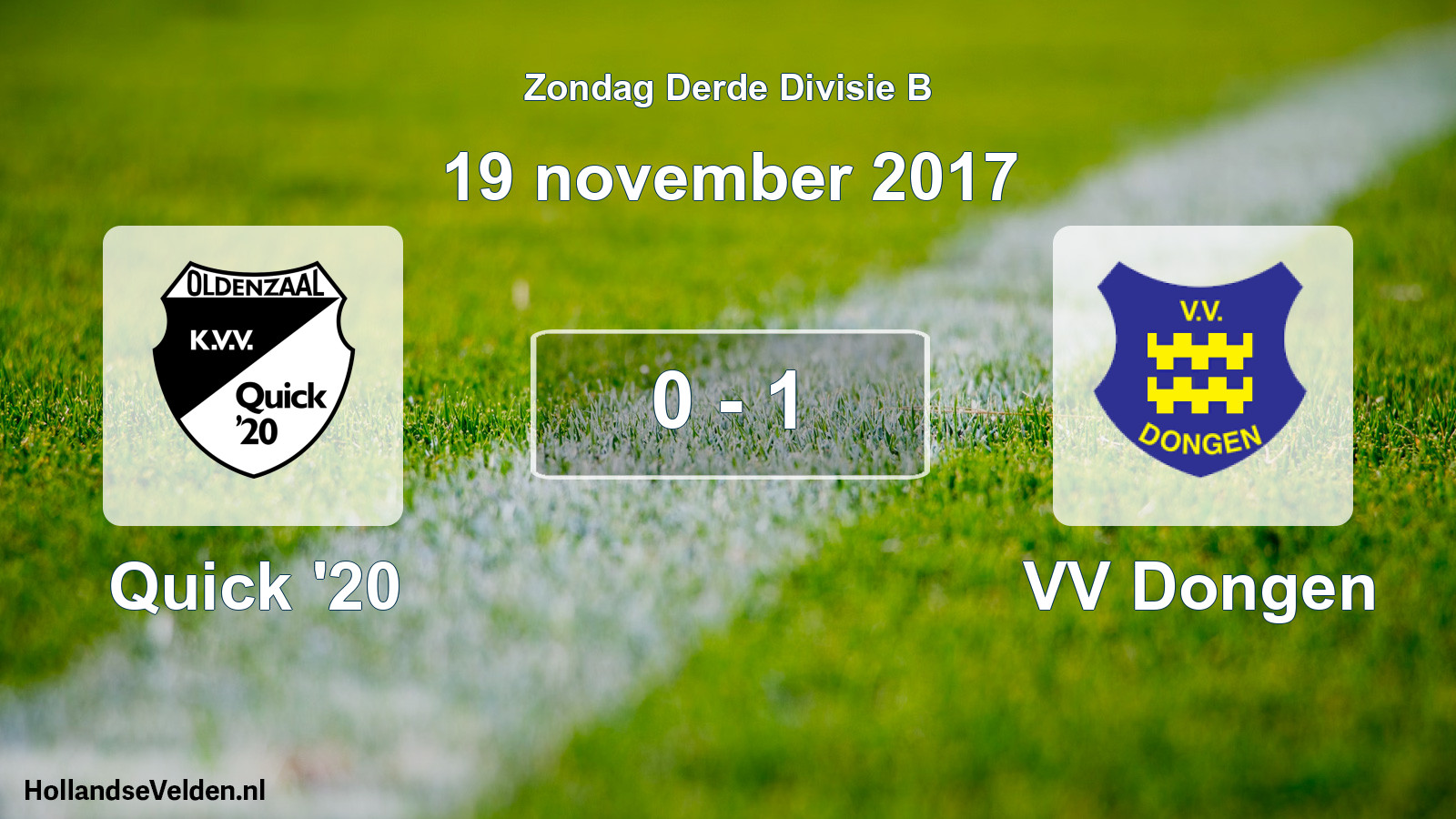 Total number of matches played: Quick '20 - VV Dongen 0 - 1 (19 November 2017)