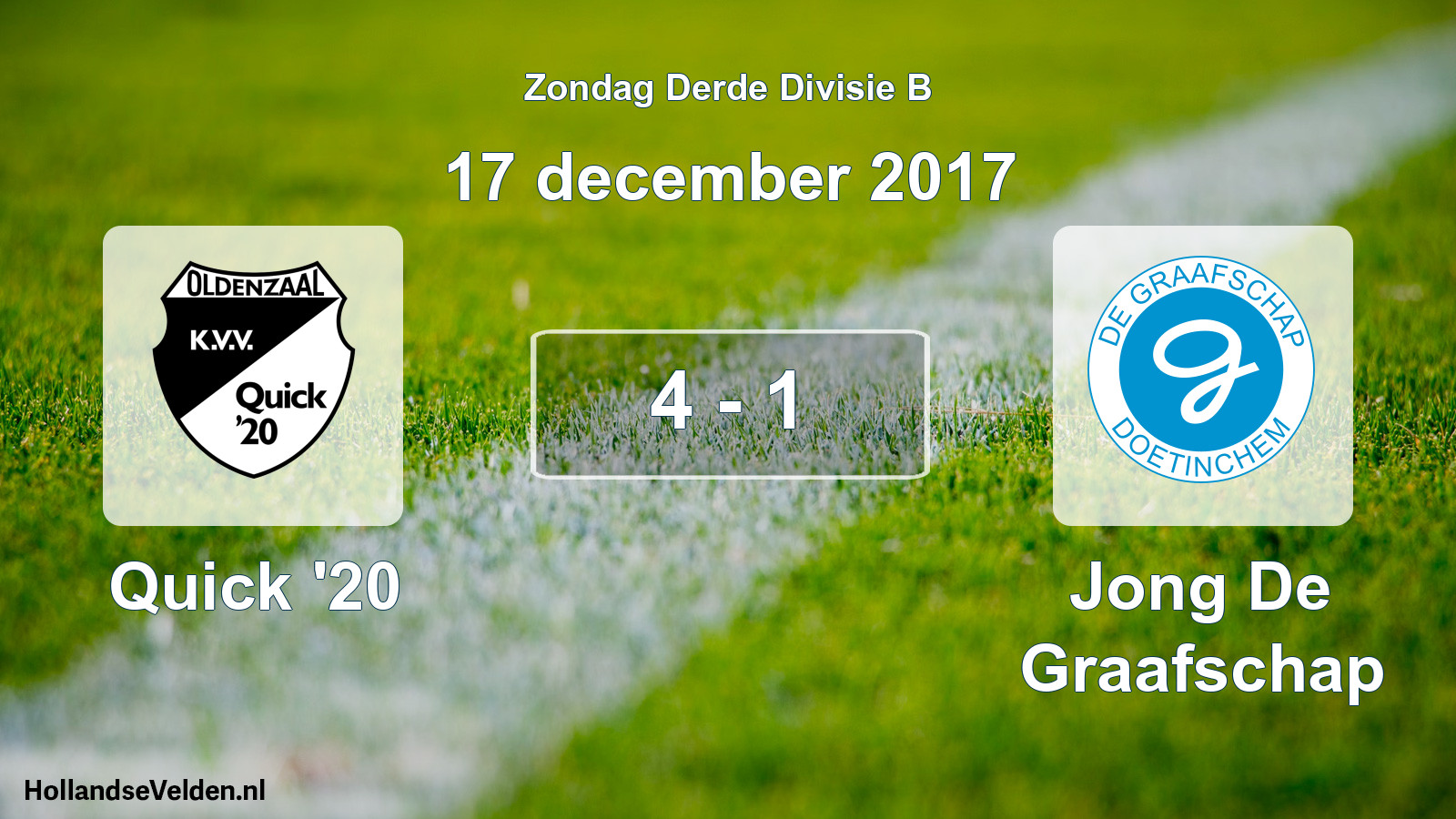 Total number of matches played: Quick '20 - Jong De Graafschap 4 - 1 (17 December 2017)