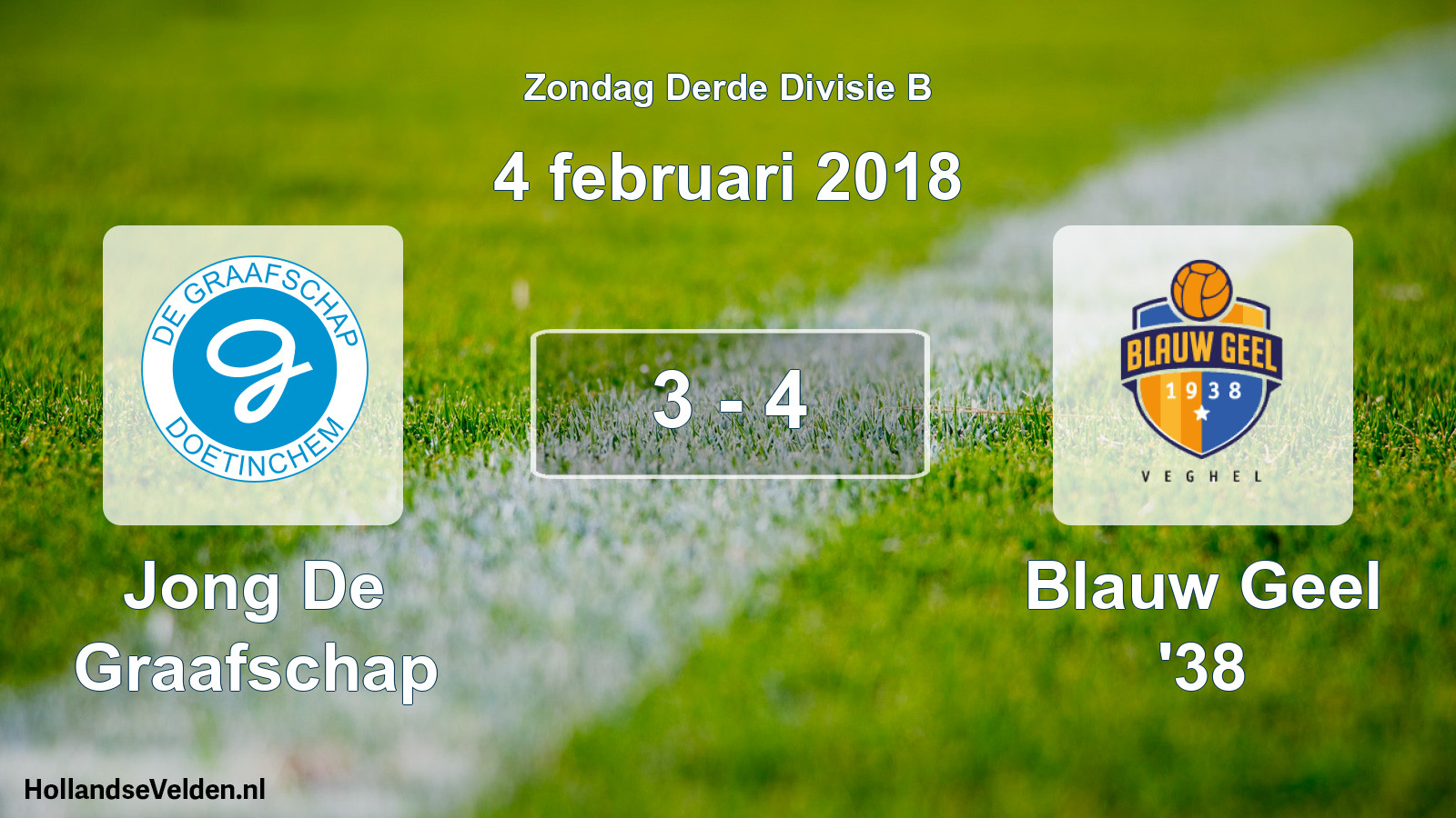 Total number of matches played: Jong De Graafschap - Blauw Geel '38 3 - 4 (4 February 2018)