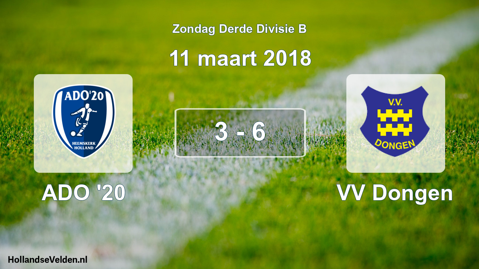 Total number of matches played: ADO '20 - VV Dongen 3 - 6 (11 March 2018)