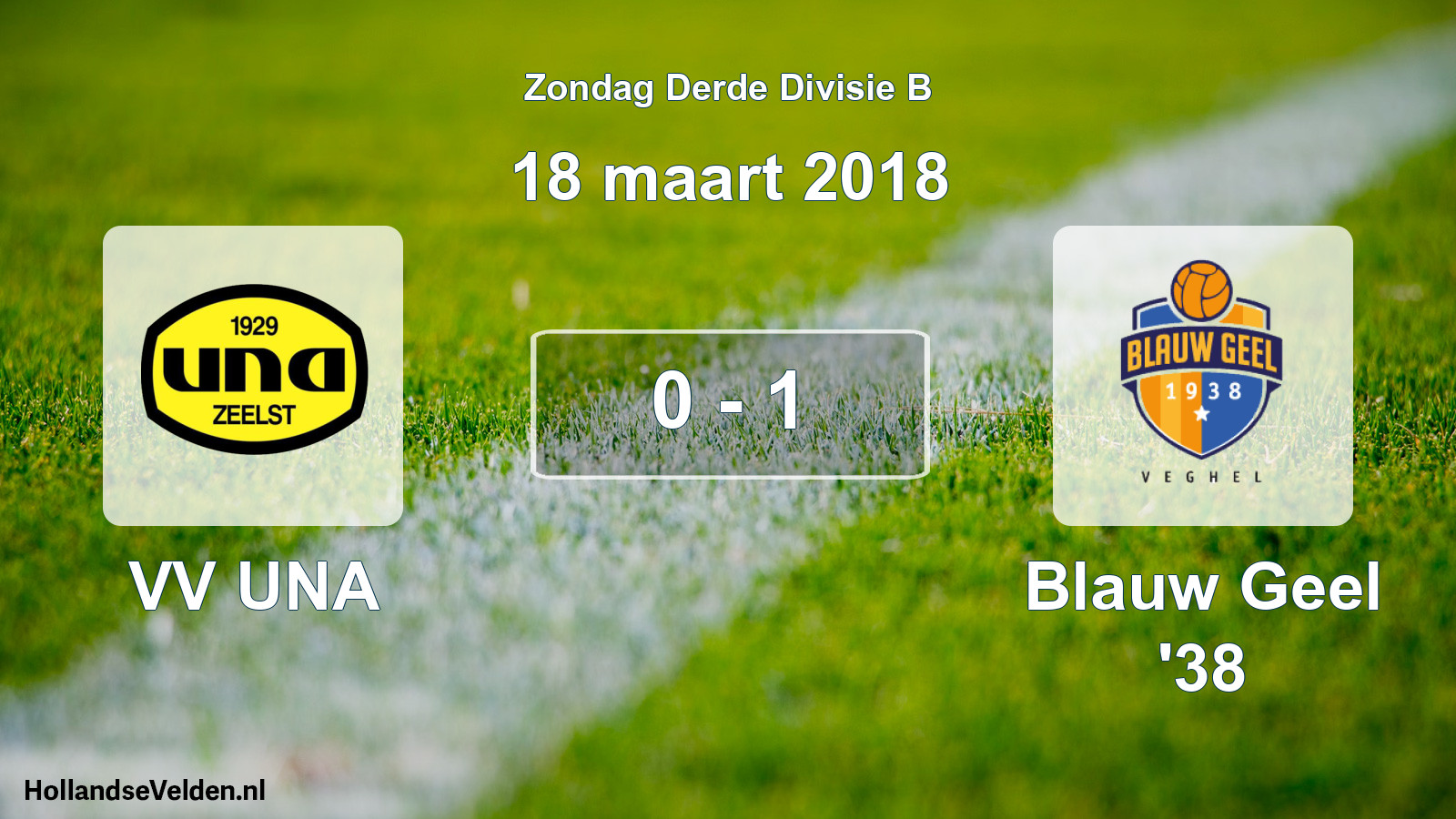 Total number of matches played: VV UNA - Blauw Geel '38 0 - 1 (18 March 2018)